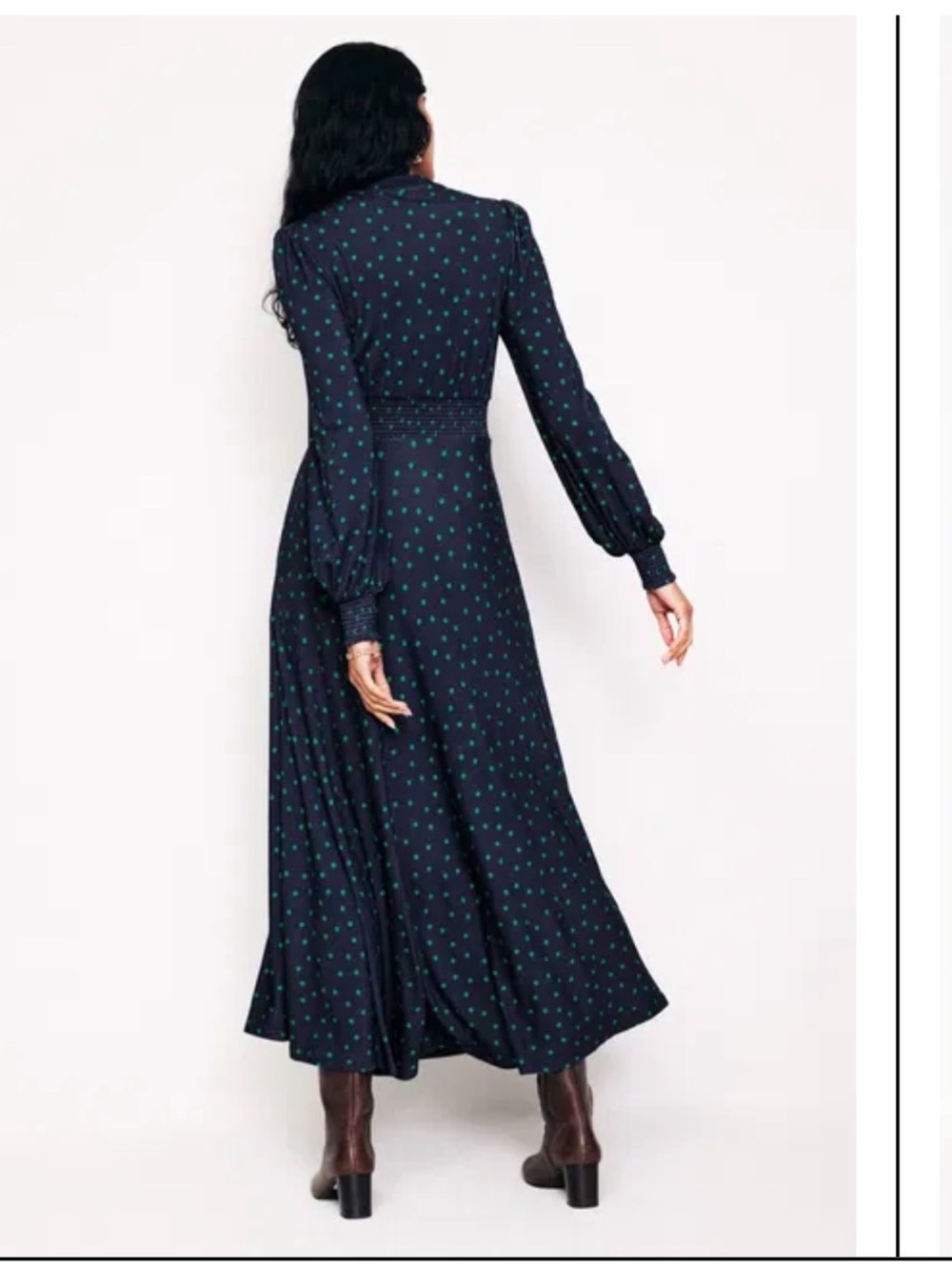 Boden Ivy Smocked Midi Dress, Navy Sparse Spot NWT - Picture 8 of 9